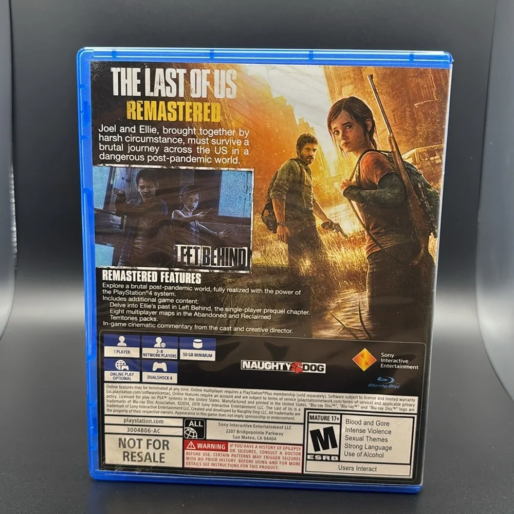 Sony Playstation 4 The Last of Us (remastered) video game rated M